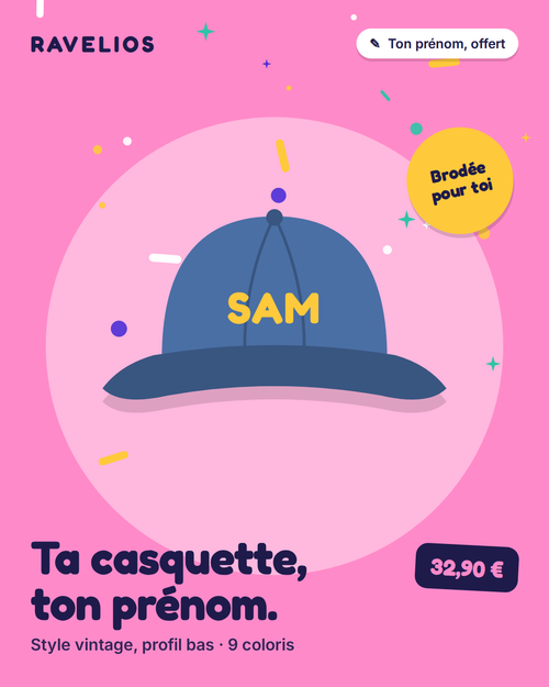 Casquette Ravelios denim personnalisée avec ton prénom