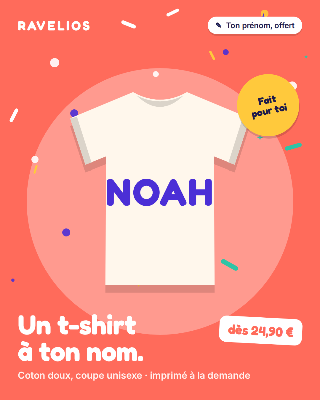 T-shirt Ravelios personnalisé avec ton prénom